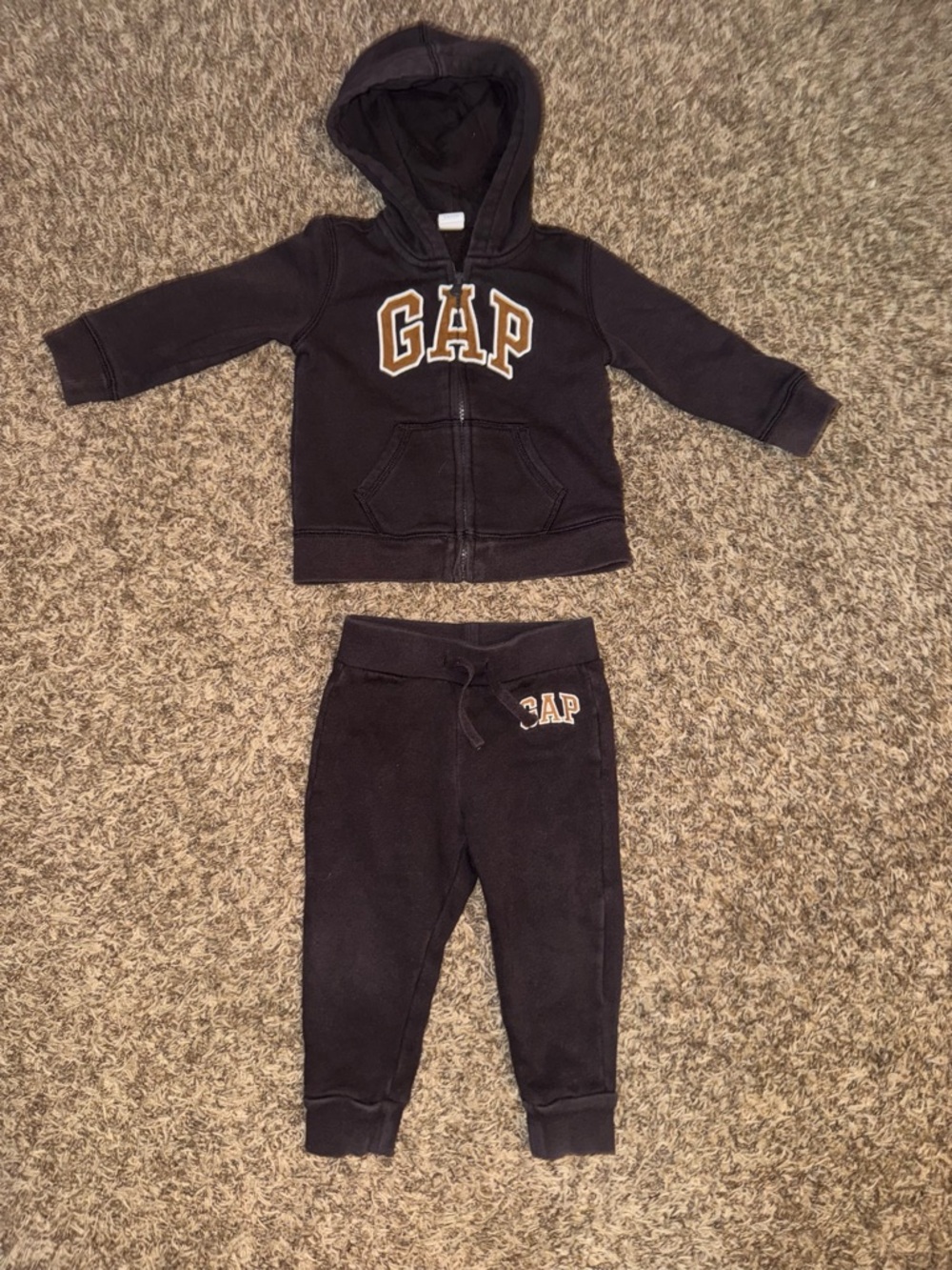 GAP Baby Brown Fleece Hoodie & Jogger Set